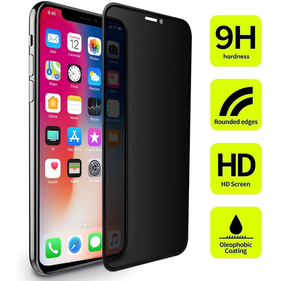 Folie sticla pentru iPhone 11 PRO, Privacy, 5D, securizata cu rama metalica, protectie ecran si margini curbate, Negru