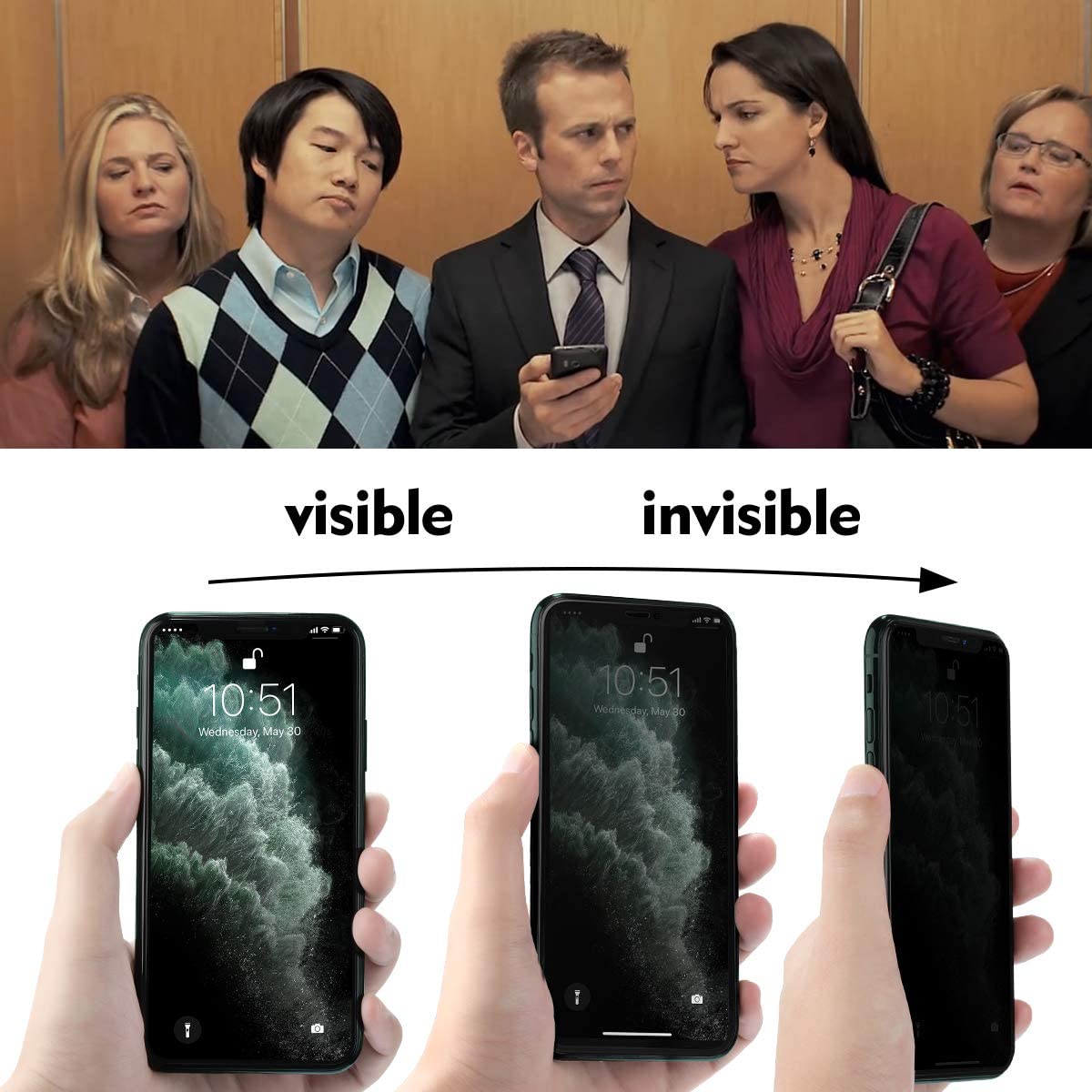 Folie sticla pentru iPhone 11 PRO, Privacy, 5D, securizata cu rama metalica, protectie ecran si margini curbate, Negru