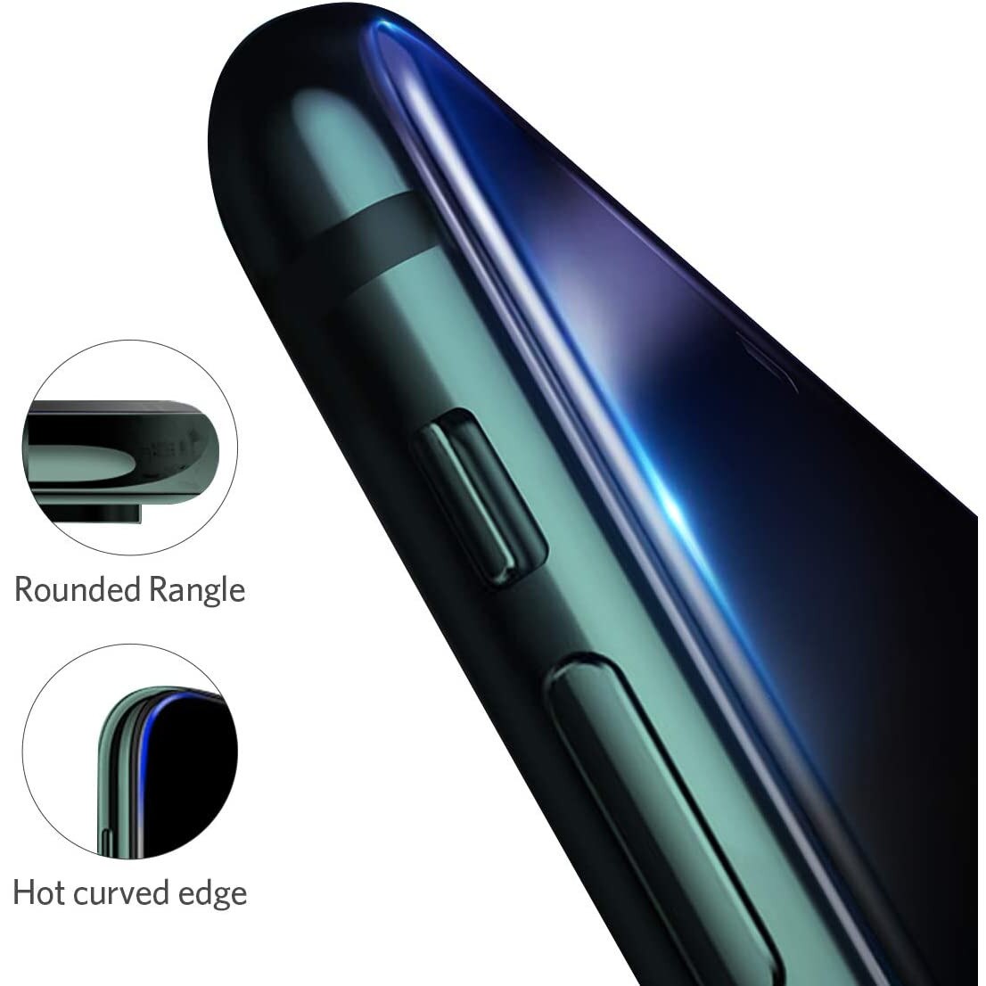 Folie sticla pentru iPhone 11 PRO, Privacy, 5D, securizata cu rama metalica, protectie ecran si margini curbate, Negru