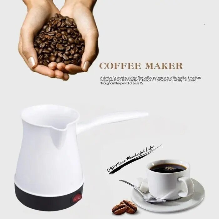Cafetiera electrica pentru cafea turceasca k0367-0715-HS7555, incalzire rapida, element din otel inoxidabil ascuns, maner rezistent la caldura, 300 ml, alb