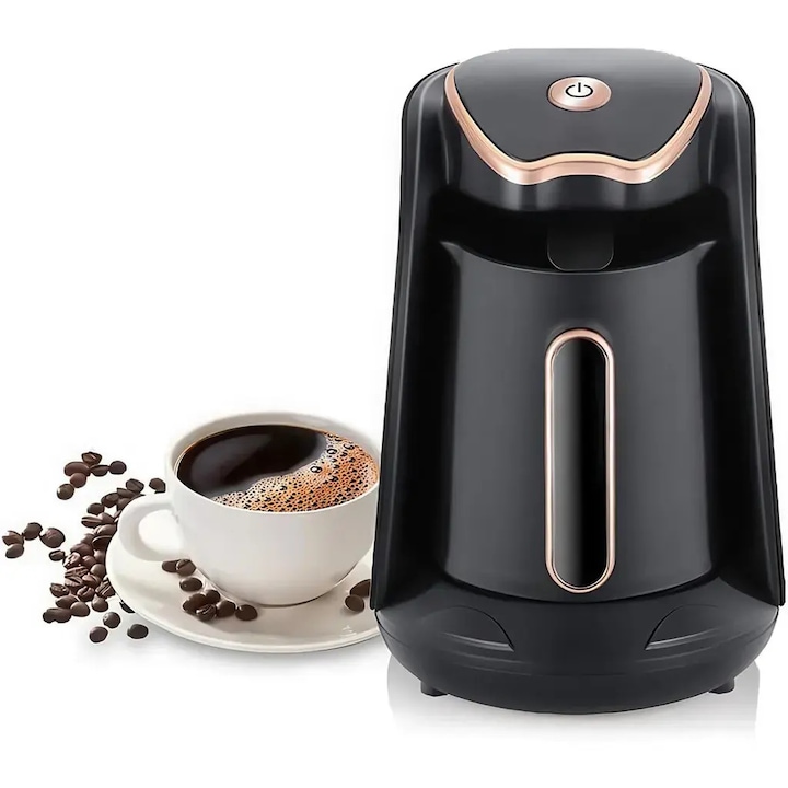 Ibric electric pentru cafea turceasca k0367-0807-HS8241, 600 W, 300 ml, 4 cesti, protectie la revarsare si anti-dry-burn, alarma la finalizare, maner termoizolant, negru