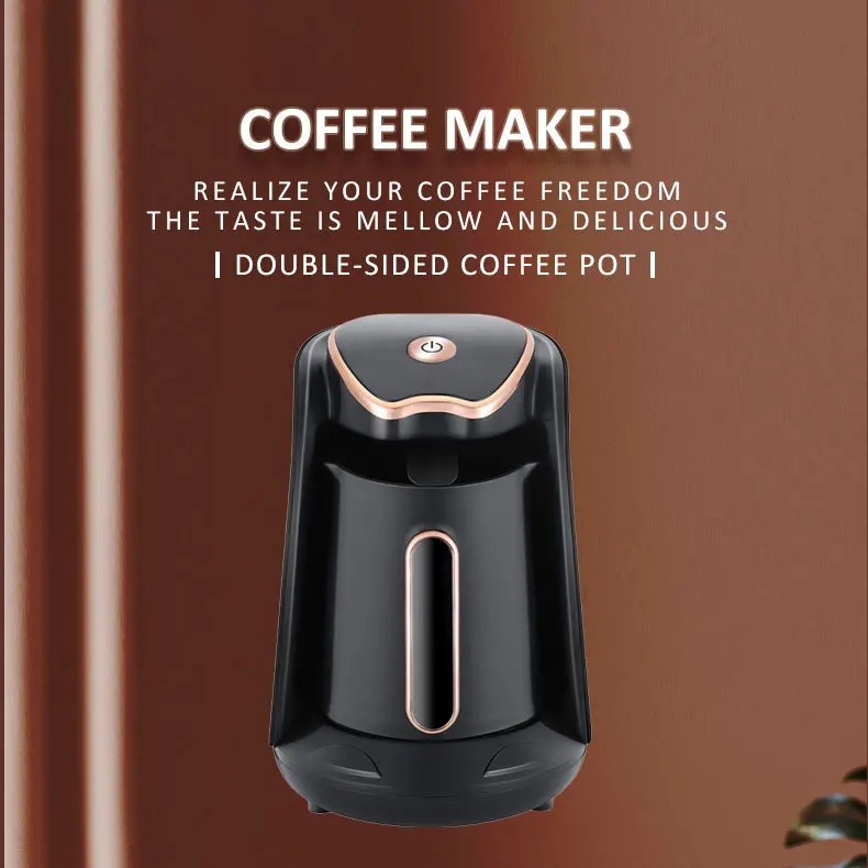 Ibric electric pentru cafea turceasca k0367-0807-HS8241, 600 W, 300 ml, 4 cesti, protectie la revarsare si anti-dry-burn, alarma la finalizare, maner termoizolant, negru