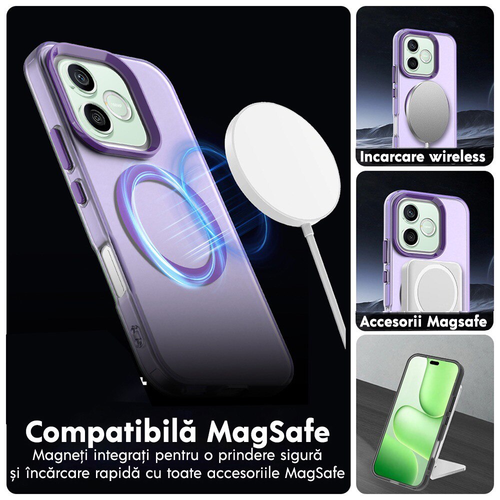 Husa pentru Honor 600 / 600 Pro DaDen® CandyCase MagSafe, Antisoc, Incarcare wireless, Butoane protejate, Mov