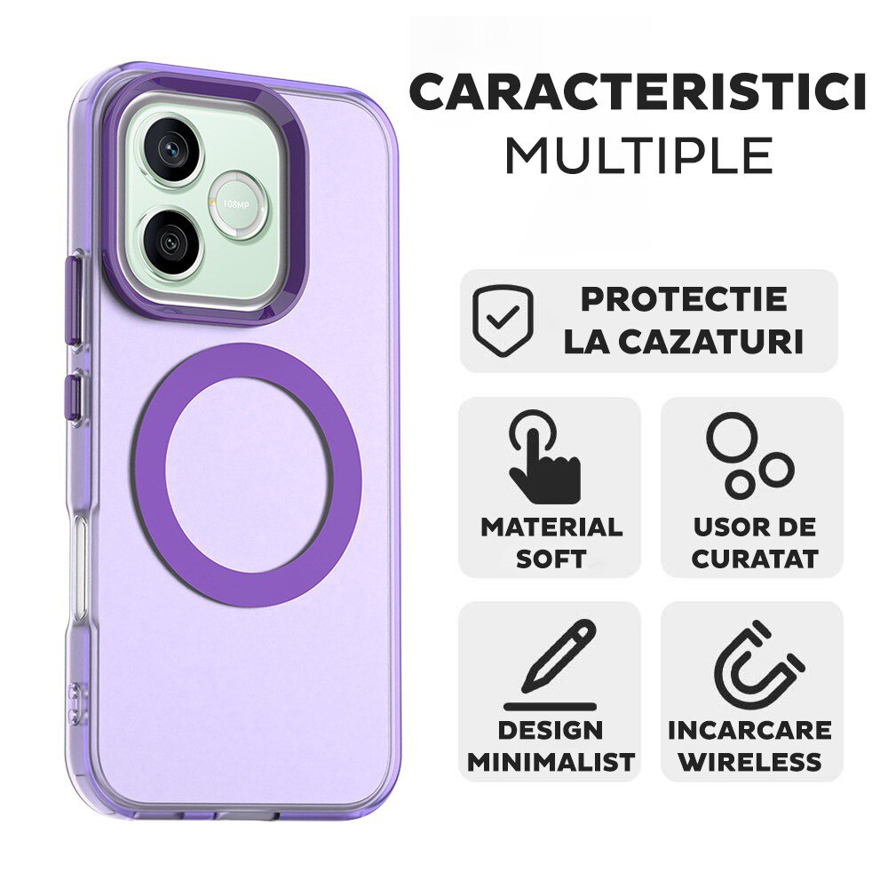 Husa pentru Honor 600 / 600 Pro DaDen® CandyCase MagSafe, Antisoc, Incarcare wireless, Butoane protejate, Mov