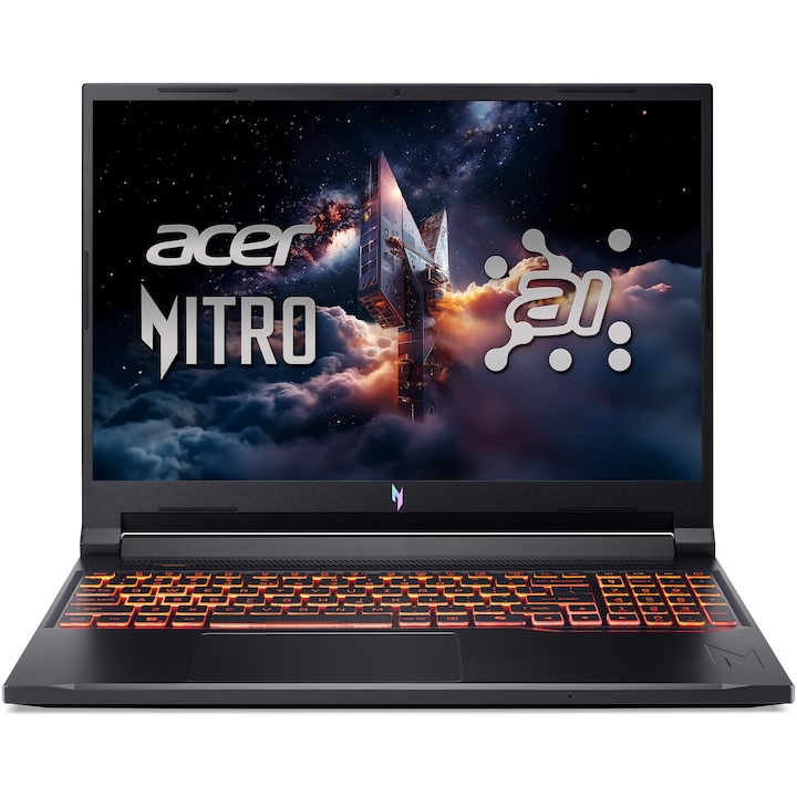 Laptop Gaming Acer Nitro V 16 AI ANV16-42-R576 cu procesor AMD Ryzen™ 5 240 pana la 5.00 GHz, 16", WUXGA IPS 180Hz, 16GB RAM, 512GB SSD, NVIDIA® GeForce RTX™ 3050 6GB GDDR6, No OS, Black