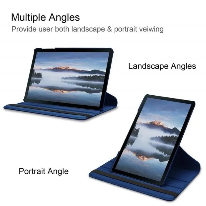 Husa tableta 10.5 inch, piele PU, suport rotativ 360°, albastru