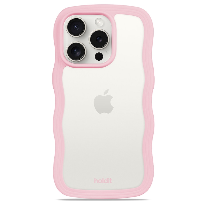 Husa Holdit pentru iPhone 14 Pro Max, husa ondulata, cadru roz