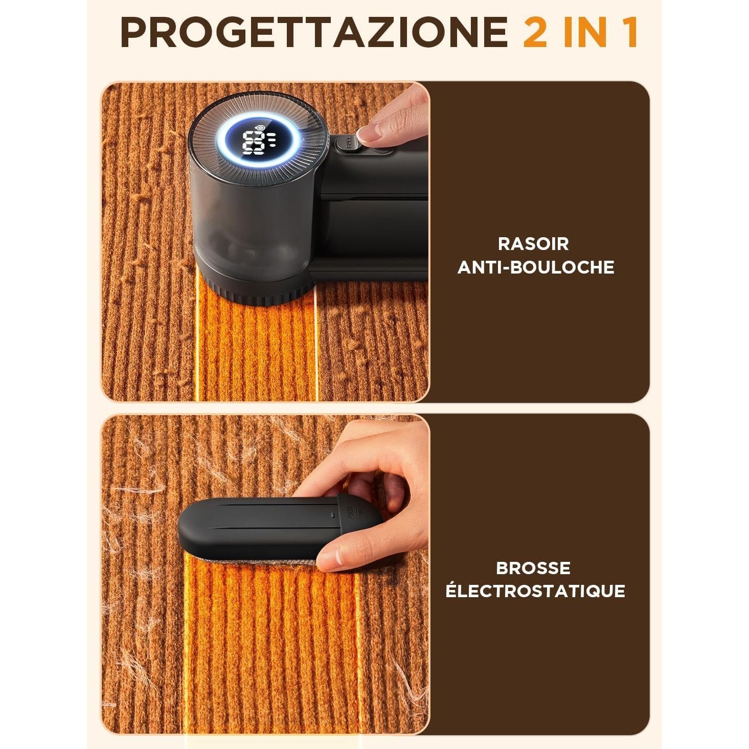 Indepartator electric de scame, baterie reincarcabila incorporata de 1800 mAh, 3 viteze reglabile, afisaj LED, cablu USB-C (negru)