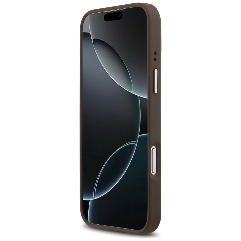 Husa Guess MagSafe pentru iPhone 17 Pro Max, PU cu model Peony Hot Stamp, GUHMP17XPSAMSECW, Maro