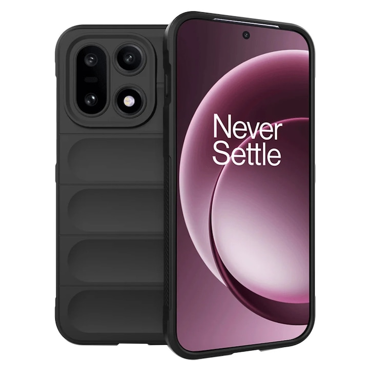 Husa pentru OnePlus 15, SKYDDAR INNOVATION, Magic Shield, din Silicon Mat, set cu sticker, Negru