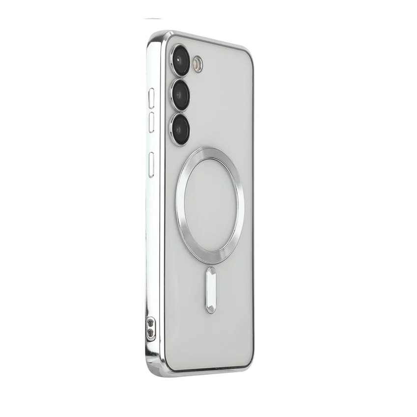 Husa compatibila cu Samsung Galaxy S24 Plus, ALC MOBILE, pentru telefon mobil cu protectie pentru camera, Tehnologie MagSafe, rezistenta la socuri, contur Silver