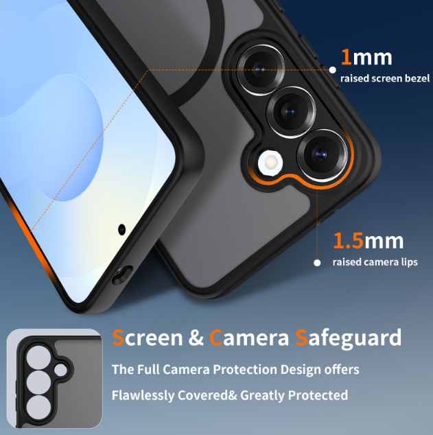 Husa pentru Samsung Galaxy S25 Plus, MagSafe, Hybrid Ultra Slim, Carcasa spate Mat, Hardcase, Antisoc, Negru