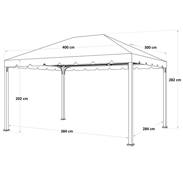 Pavilion gradina Naterial, aluminiu/poliester, 400 x 300 cm, H 282 cm, Bej