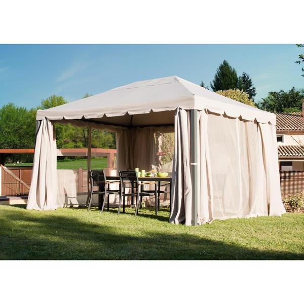 Pavilion gradina Naterial, aluminiu/poliester, 400 x 300 cm, H 282 cm, Bej