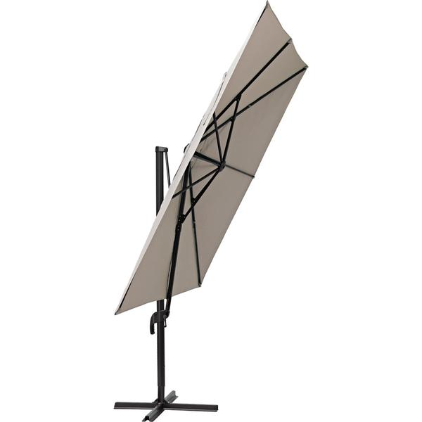 Umbrela terasa Naterial, otel/poliester, 286 x 286 cm, H 264 cm, Taupe
