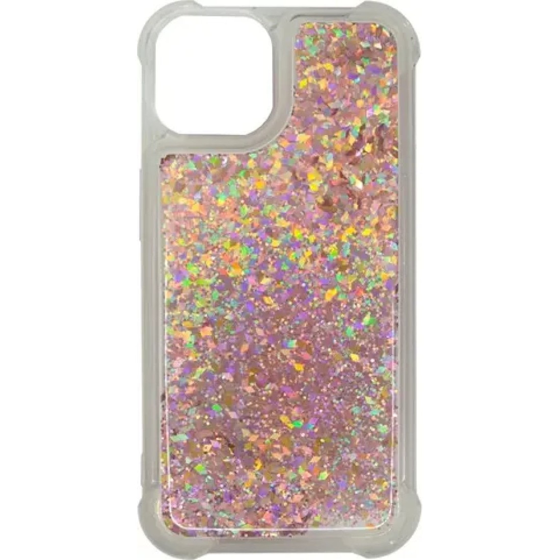 Husa Vivid Liquid Glitter, din silicon, compatibila cu Apple iPhone 13, cu glitter lichid si protectie impotriva zgarieturilor si prafului, transparent/roz auriu