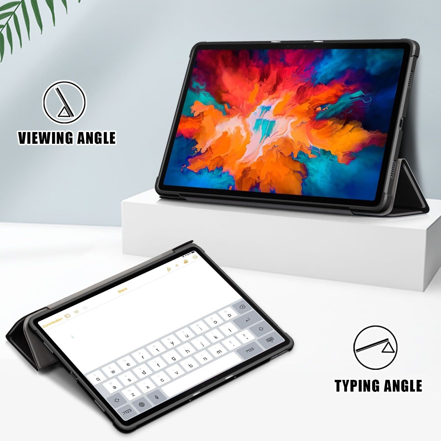 Husa tableta pentru Lenovo Tab P11 Pro TB-J716F / J706F, piele PU + TPU, design pictat, tip carte cu suport triplu pliabil, functie de trezire / adormire, ochi mari