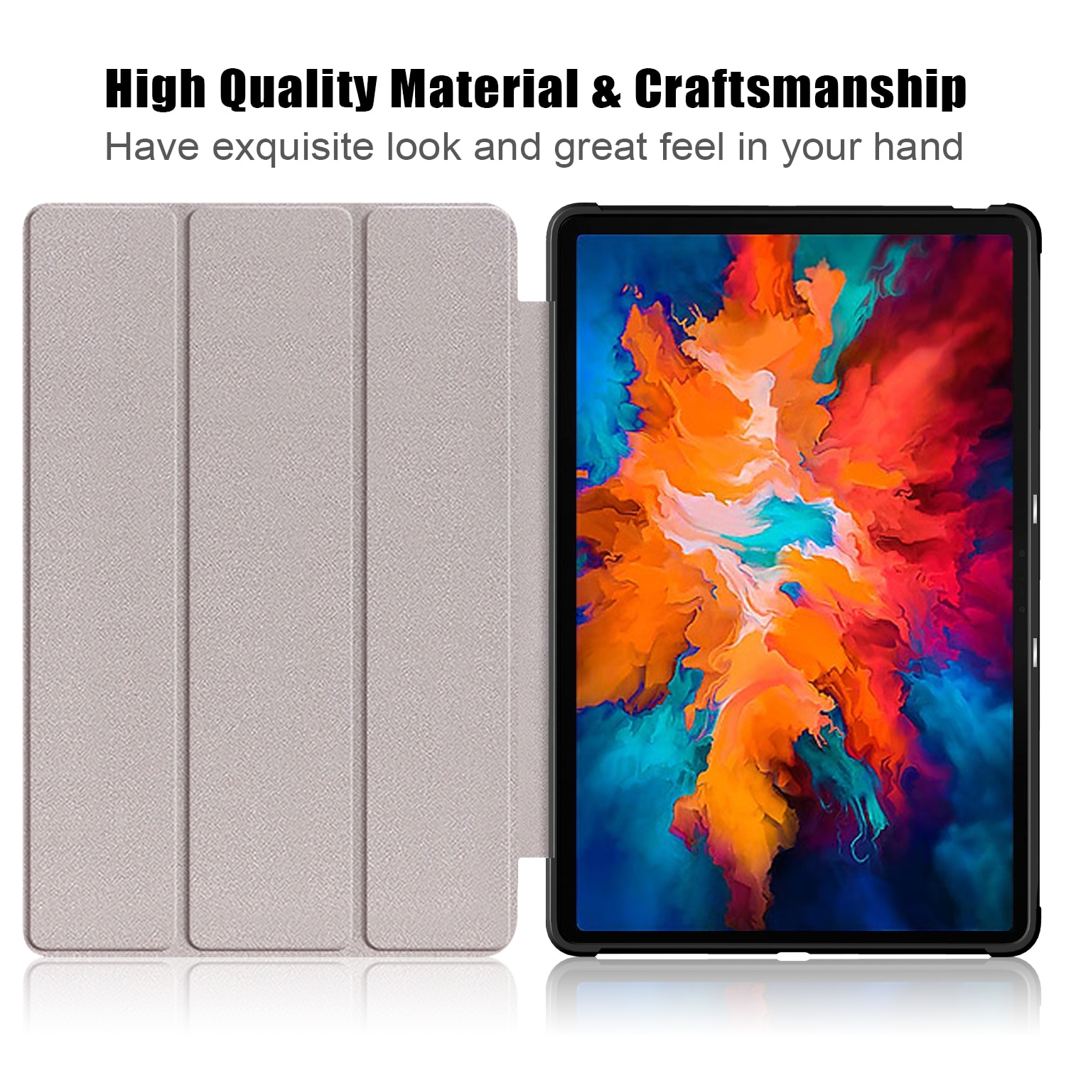 Husa tableta pentru Lenovo Tab P11 Pro TB-J716F / J706F, piele PU + TPU, design pictat, tip carte cu suport triplu pliabil, functie de trezire / adormire, ochi mari
