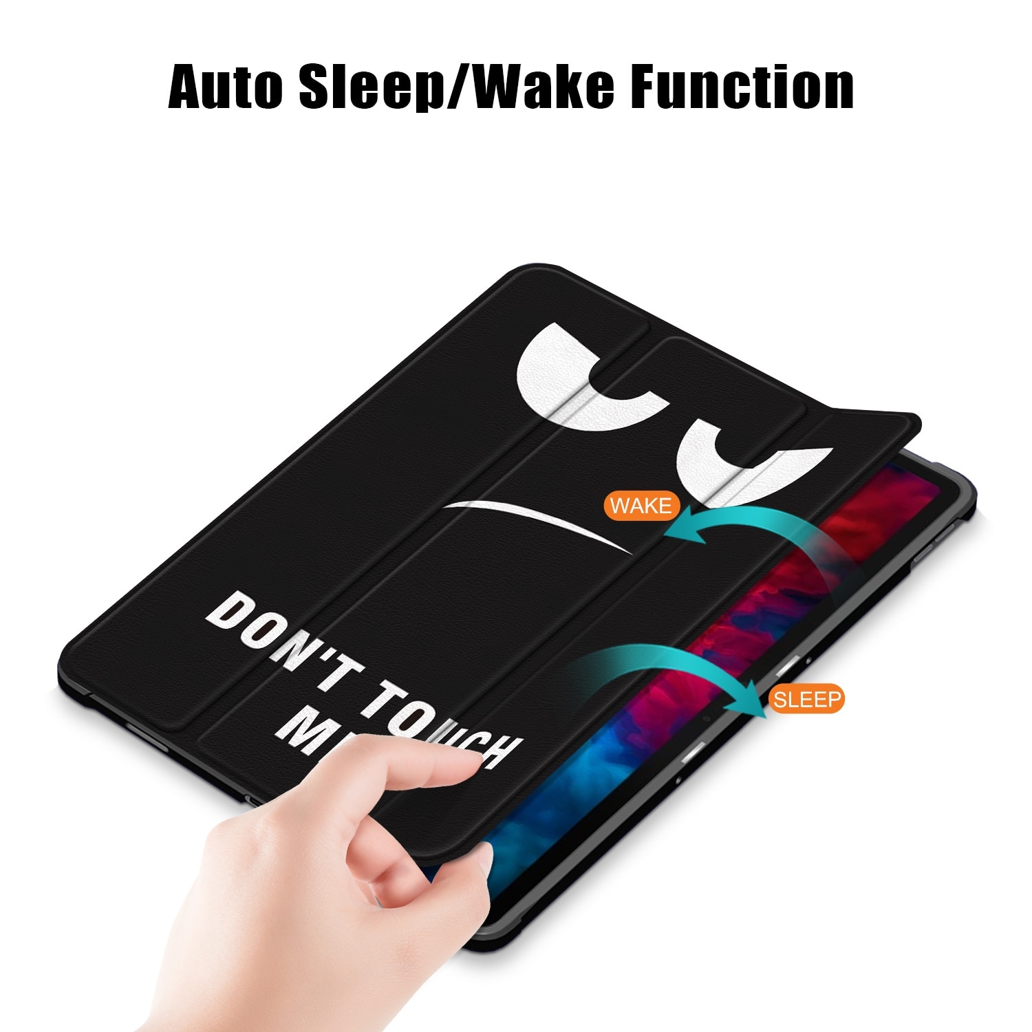Husa tableta pentru Lenovo Tab P11 Pro TB-J716F / J706F, piele PU + TPU, design pictat, tip carte cu suport triplu pliabil, functie de trezire / adormire, ochi mari
