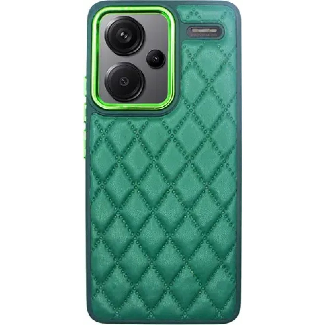 Husa telefon Vivid Diamond Shape PU Leather pentru Redmi Note 13 Pro+ 5G, verde, design subtire