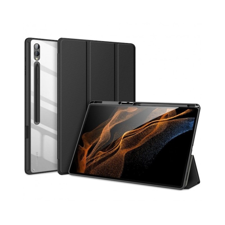 Husa De Protectie Dux Ducis Toby Compatibila Cu Samsung Galaxy Tab S9 Ultra, Suport Pen, Functie Stand, Negru