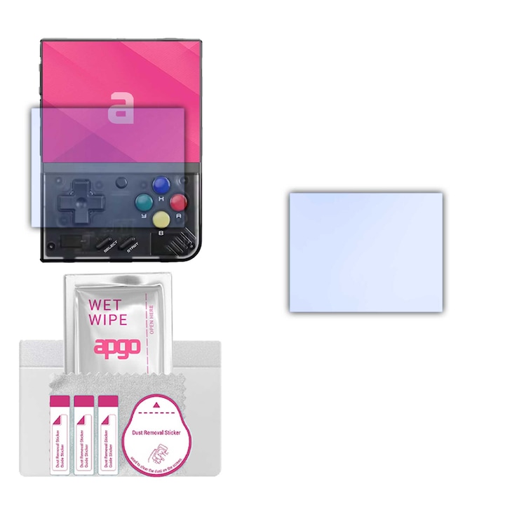 Sticla de protectie apgo pentru Miyoo Mini+ Plus – sticla hibrida, securizata pentru display, lucioasa, pro flexible Hybrid Glass, 9H, full glue