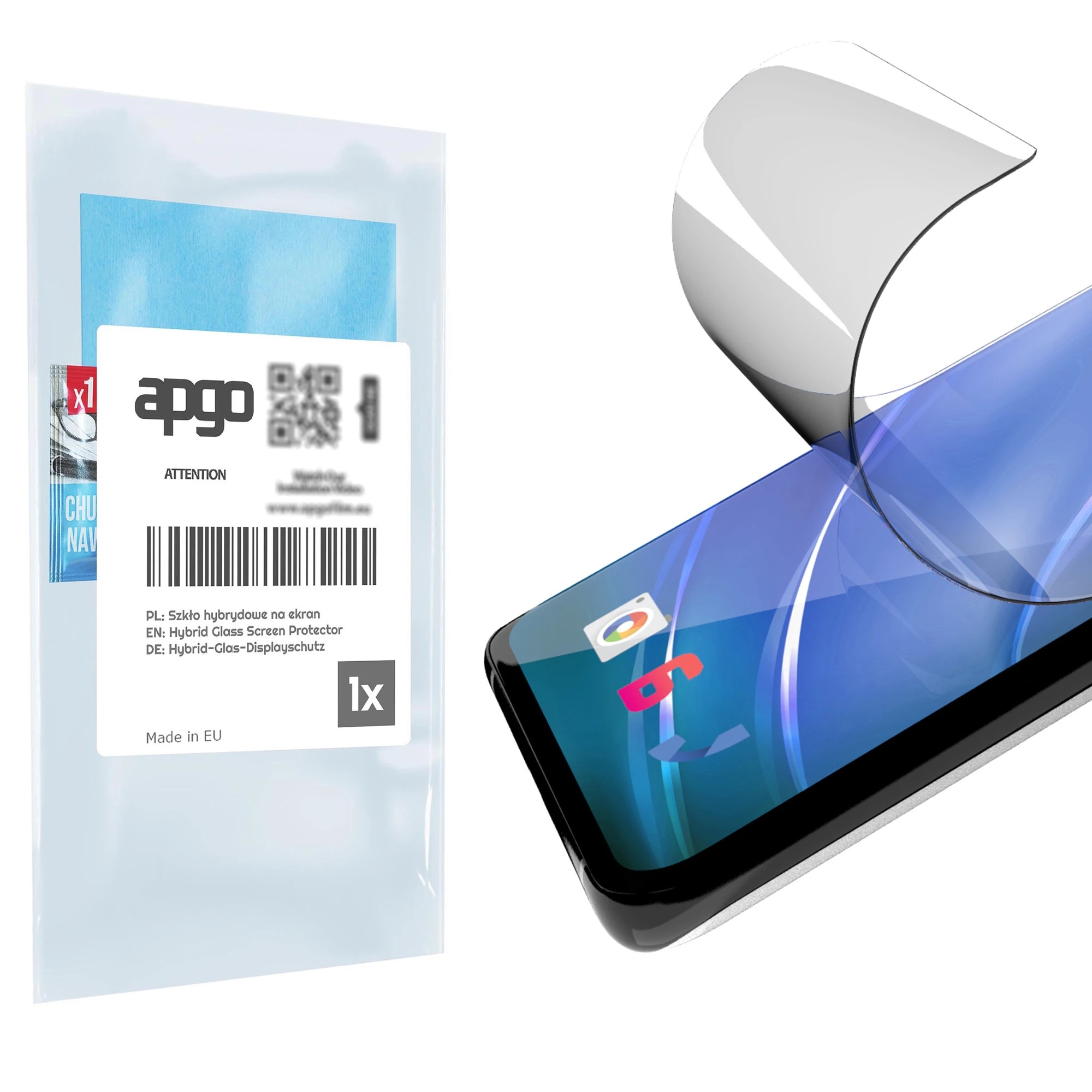 Sticla de protectie apgo pentru Miyoo Mini+ Plus – sticla hibrida, securizata pentru display, lucioasa, pro flexible Hybrid Glass, 9H, full glue