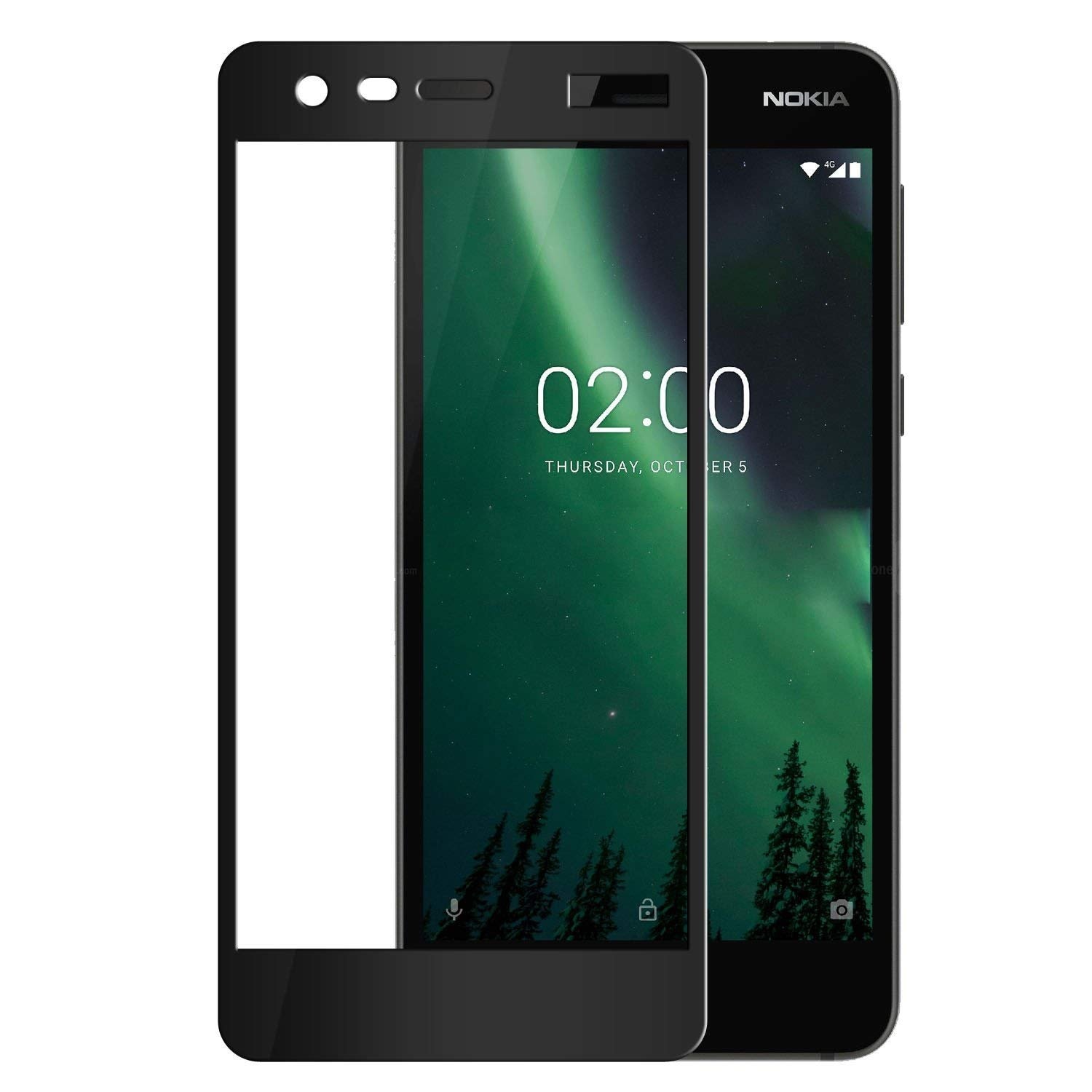 Folie de Sticla pentru Nokia 2, Full Glue, Full Cover, Negru