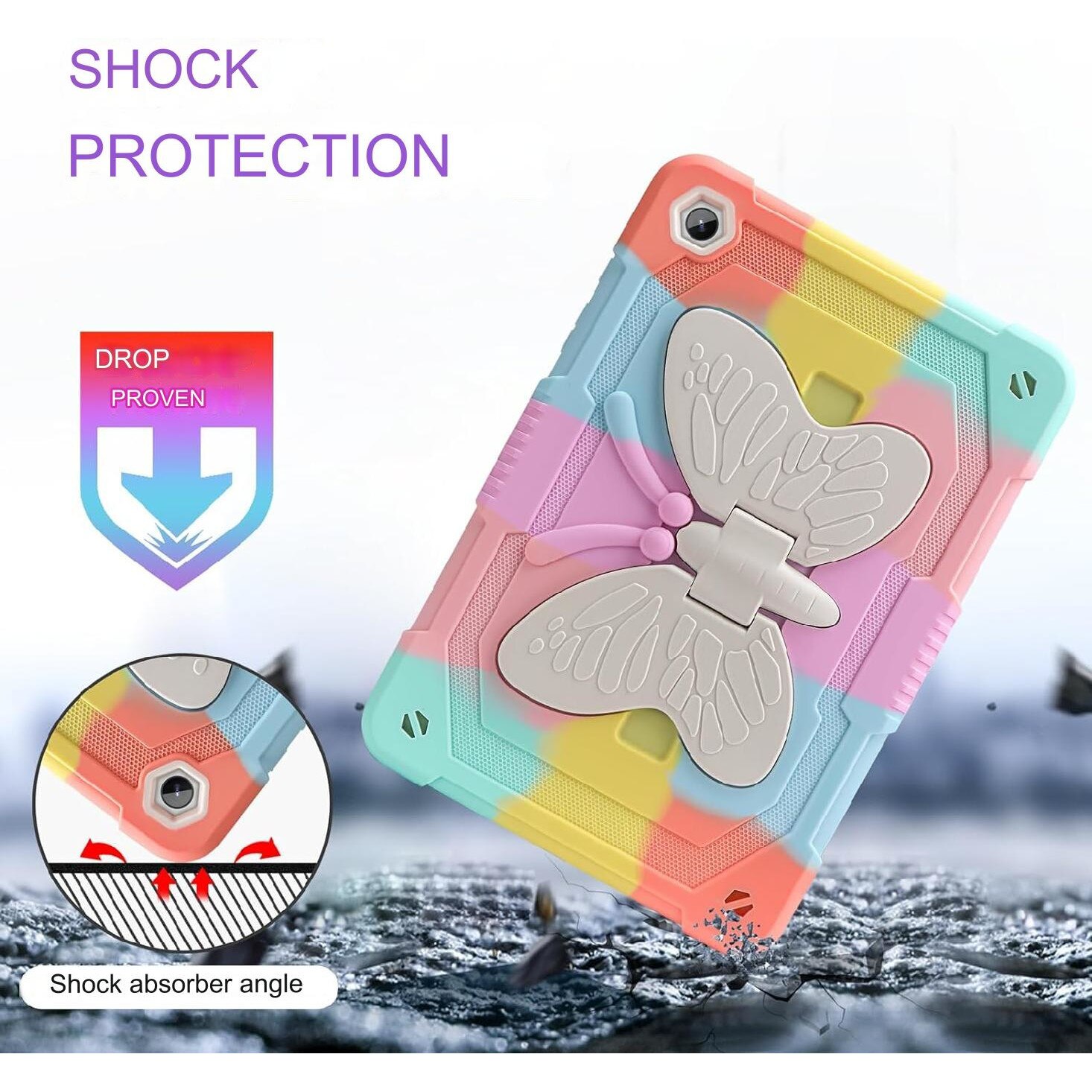Husa de protectie pentru Samsung Galaxy Tab A9 Plus 11 inch 2023, (SM-X210/X216/X218), cu stand stil fluture, suport pix, rezistenta la socuri, multicolor
