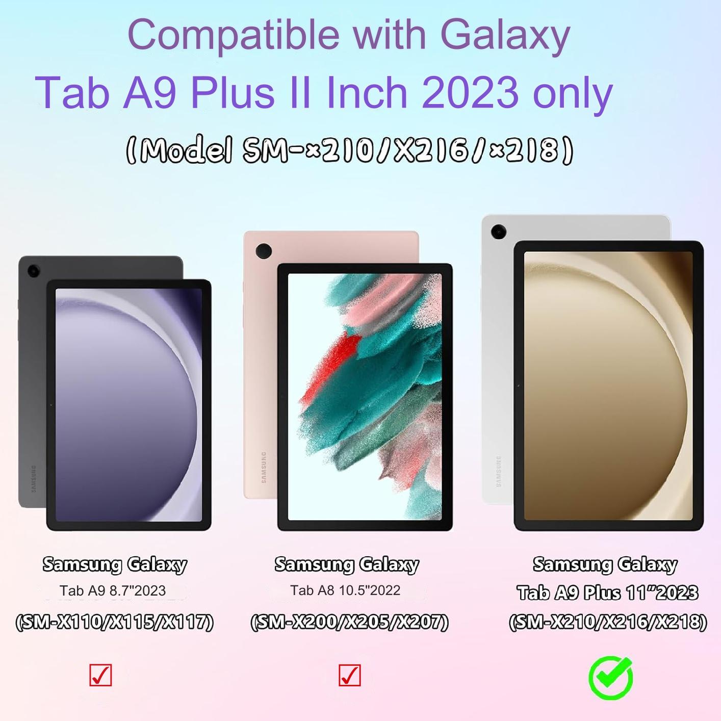 Husa de protectie pentru Samsung Galaxy Tab A9 Plus 11 inch 2023, (SM-X210/X216/X218), cu stand stil fluture, suport pix, rezistenta la socuri, multicolor