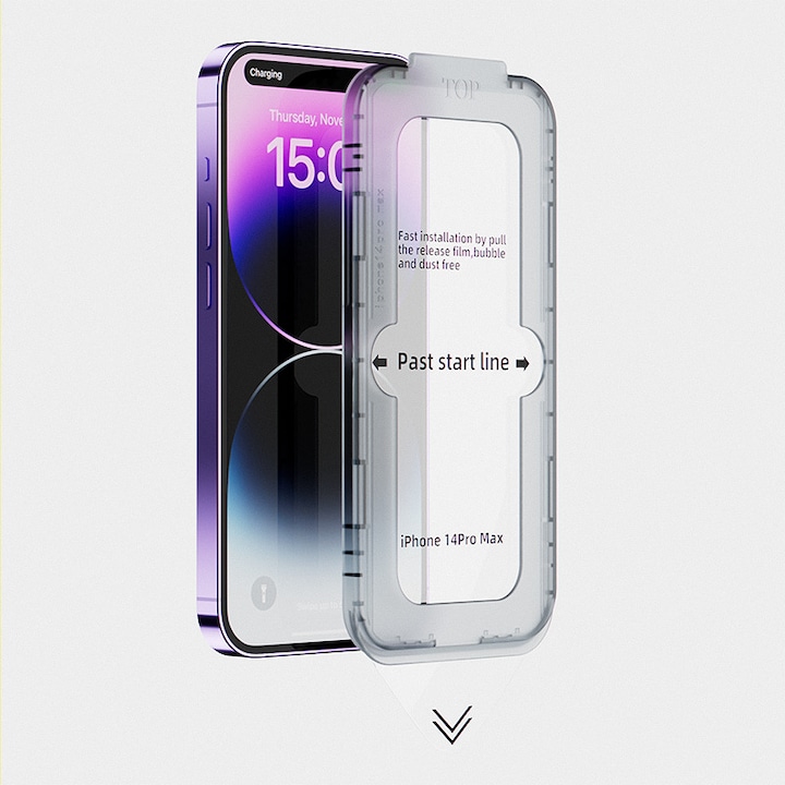 Folie de protectie pentru telefon, Happy, Sticla securizata, Kit de instalare, Pentru iPhone 12, Transparent