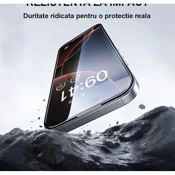 Folie Telefon Privacy pentru iPhone 17 AIR HEYBINGO, E-Touch Box, 2 Buc, din Sticla Securizata Duritate 9H, Cu Kit de Aplicare Instanta si Functie Automata de Indepartare a Prafului, Rezistenta la zgarieturi, Nu lasa amprente
