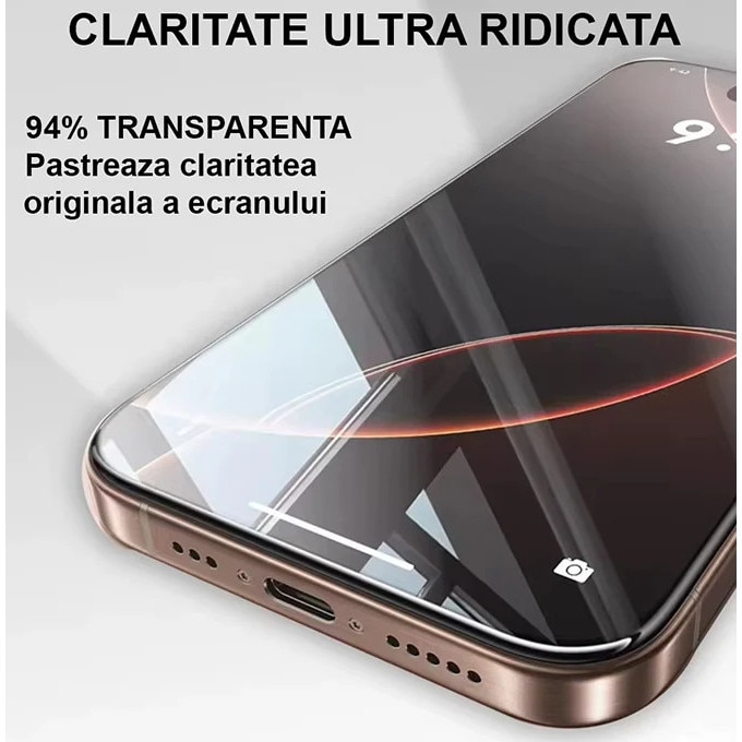 Folie Telefon Privacy pentru iPhone 17 AIR HEYBINGO, E-Touch Box, 2 Buc, din Sticla Securizata Duritate 9H, Cu Kit de Aplicare Instanta si Functie Automata de Indepartare a Prafului, Rezistenta la zgarieturi, Nu lasa amprente