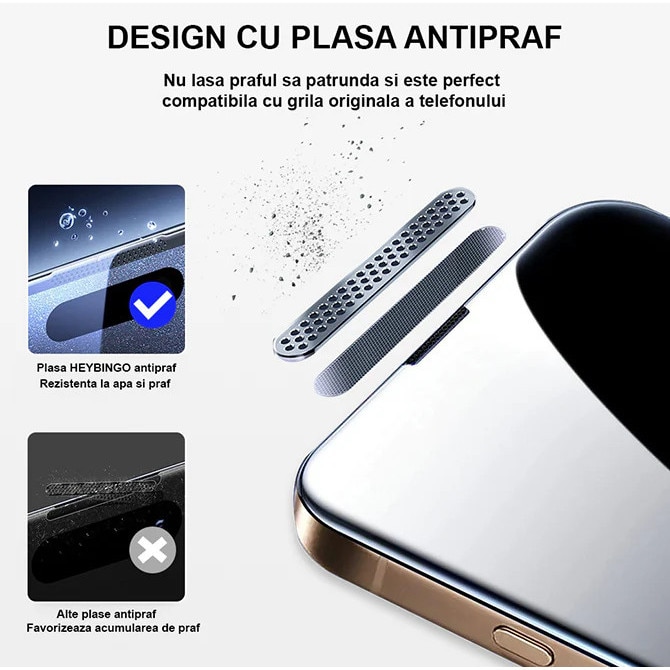 Folie Telefon Privacy pentru iPhone 17 AIR HEYBINGO, E-Touch Box, 2 Buc, din Sticla Securizata Duritate 9H, Cu Kit de Aplicare Instanta si Functie Automata de Indepartare a Prafului, Rezistenta la zgarieturi, Nu lasa amprente