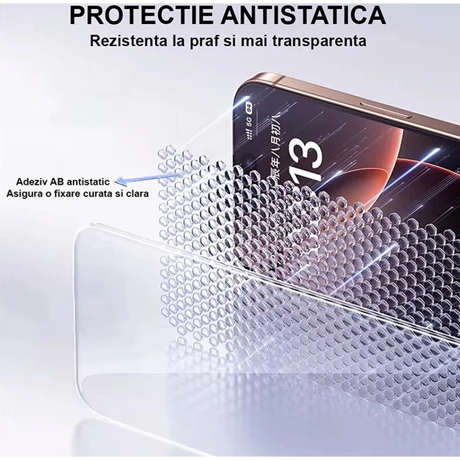 Folie Telefon Privacy pentru iPhone 17 AIR HEYBINGO, E-Touch Box, 2 Buc, din Sticla Securizata Duritate 9H, Cu Kit de Aplicare Instanta si Functie Automata de Indepartare a Prafului, Rezistenta la zgarieturi, Nu lasa amprente