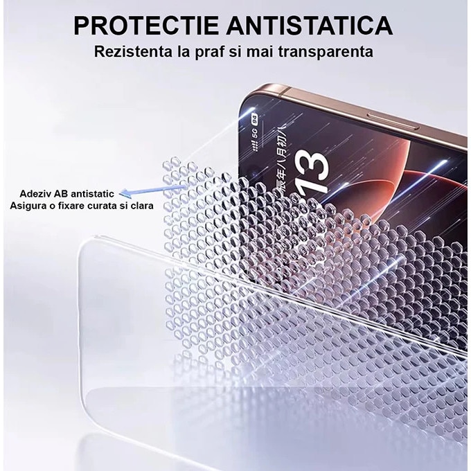 Folie Telefon Privacy pentru iPhone 17 AIR HEYBINGO, E-Touch Box, 2 Buc, din Sticla Securizata Duritate 9H, Cu Kit de Aplicare Instanta si Functie Automata de Indepartare a Prafului, Rezistenta la zgarieturi, Nu lasa amprente