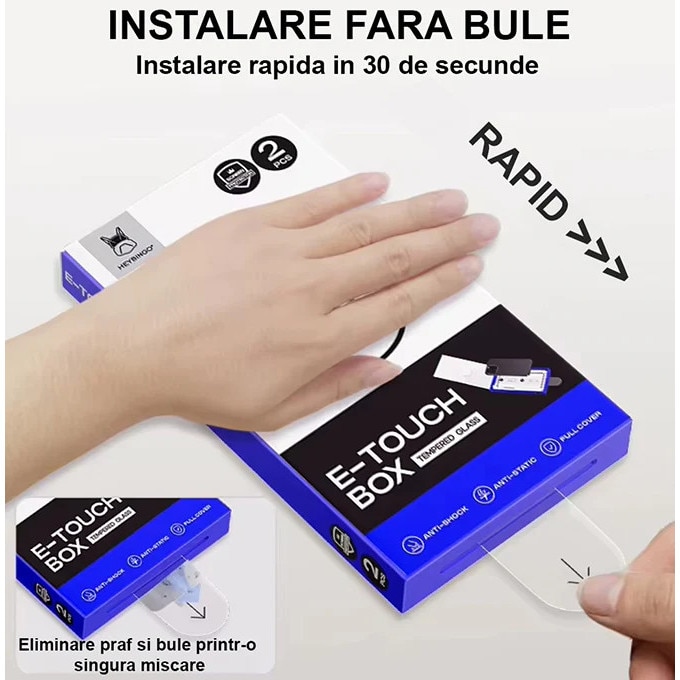 Folie Telefon Privacy pentru iPhone 17 AIR HEYBINGO, E-Touch Box, 2 Buc, din Sticla Securizata Duritate 9H, Cu Kit de Aplicare Instanta si Functie Automata de Indepartare a Prafului, Rezistenta la zgarieturi, Nu lasa amprente
