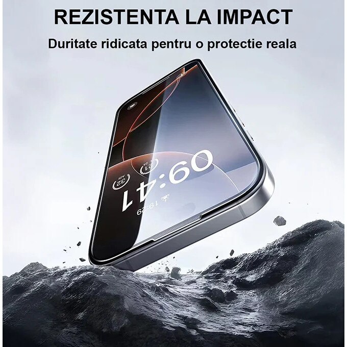 Folie Telefon Privacy pentru iPhone 17 AIR HEYBINGO, E-Touch Box, 2 Buc, din Sticla Securizata Duritate 9H, Cu Kit de Aplicare Instanta si Functie Automata de Indepartare a Prafului, Rezistenta la zgarieturi, Nu lasa amprente