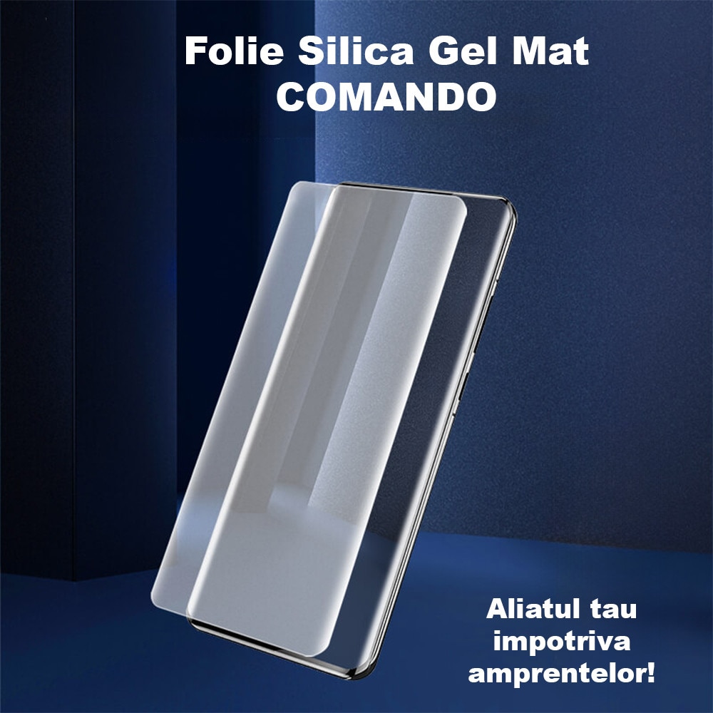 Folie Silica Mat Gel pentru Samsung Galaxy A57, Paper-Like Touch, Suprafata matuita, Protectie impotriva socurilor si zgarieturilor, Montare facila, Compatibila cu senzorul de amprenta, Regenerabila, Claritate HD, Edge to Edge