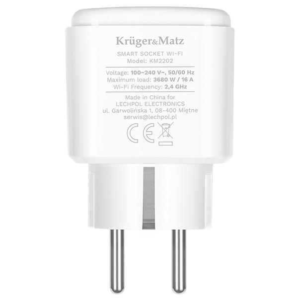 Priza inteligenta WiFi Kruger&Matz KM2202-W Connect P4 Tuya (Alb)