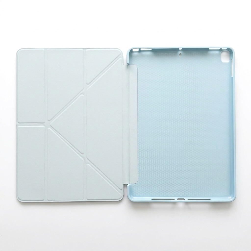 Husa tip carte pentru iPad 10.2 inch (gen 7/8/9), Origami multi-unghi, spate rigid, sleep/wake automat, alb-albastru