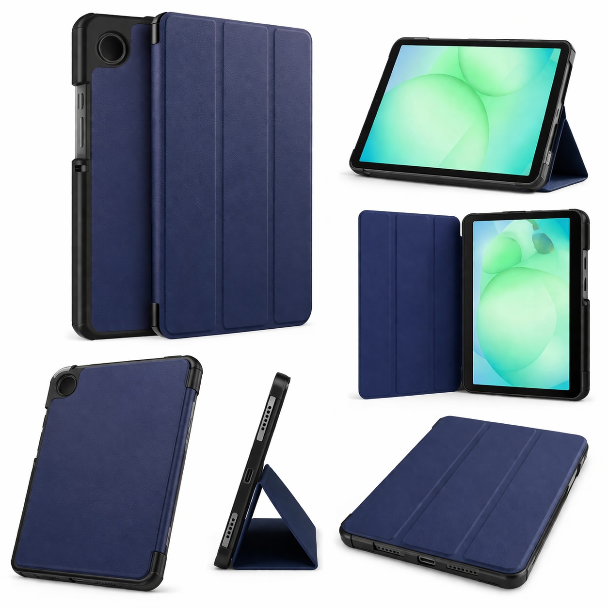 Husa tableta StandPro pentru Samsung Galaxy Tab A11 / A9, Protectie 360°, Carcasa Rigida, Piele ECO, Anti-soc si Anti-zgarieturi, Albastru