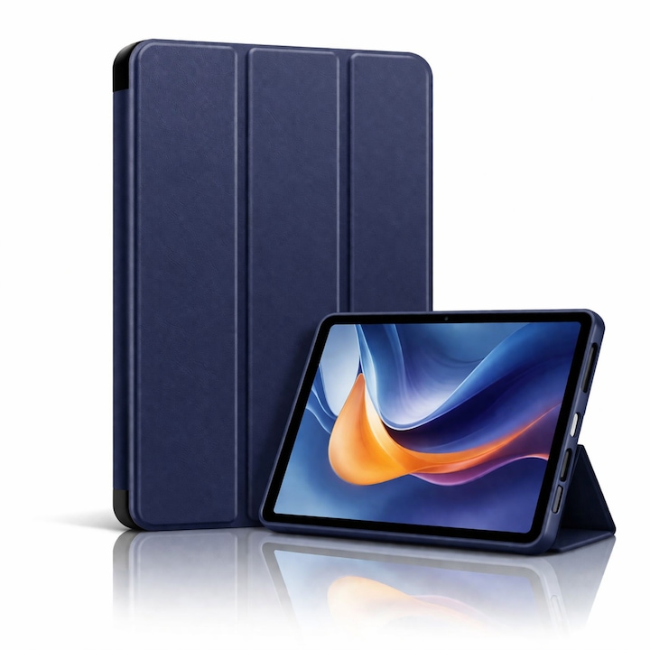 Husa tableta StandPro pentru Samsung Galaxy Tab A11 / A9, Protectie 360°, Carcasa Rigida, Piele ECO, Anti-soc si Anti-zgarieturi, Albastru