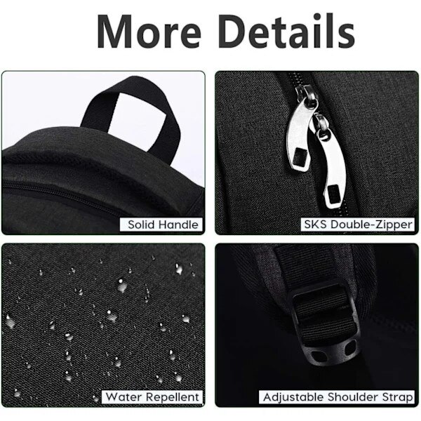 Rucsac unisex multifunctional, compartiment laptop 15.6", USB, gri/negru, 32x20x46cm, 35L