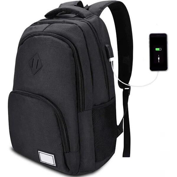 Rucsac unisex multifunctional, compartiment laptop 15.6", USB, gri/negru, 32x20x46cm, 35L