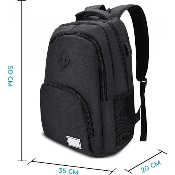 Rucsac unisex multifunctional, compartiment laptop 15.6", USB, gri/negru, 32x20x46cm, 35L