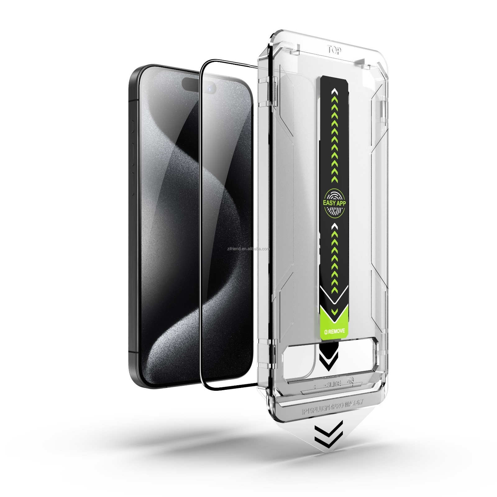 Set 2 Folii Protectie, Ecran Din Sticla Securizata, Cu Dispozitiv De Aplicare Automata In 30 De Secunde Cu Easy App, Compatibil cu iphone 15 pro