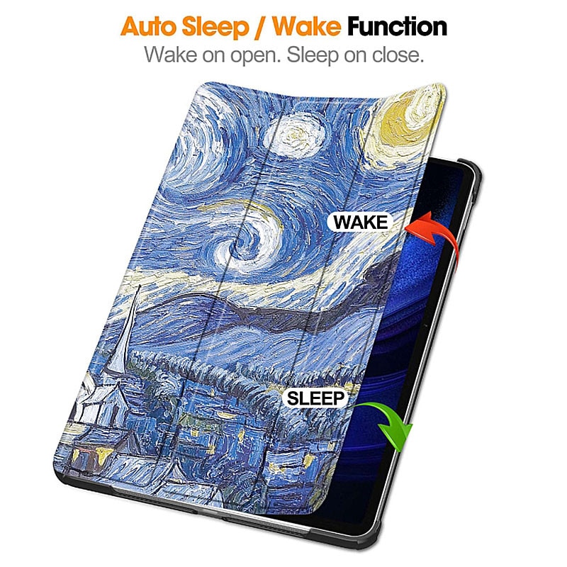 Husa tableta din piele pentru Samsung Galaxy Tab A9 Plus, Protectie Completa, Starry Night design, Multicolor