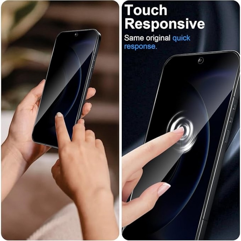 Pachet de 4 bucati, total 2 folii de protectie pentru ecran de confidentialitate + 2 folii de protectie pentru lentila camerei compatibile cu Xiaomi 17, sticla securizata 9H, anti-amprenta, anti-spionaj, rezistenta la socuri, deblocare cu amprenta