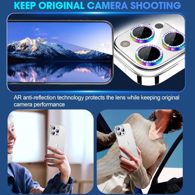 Folie protectie camera, set 4 buc, sticla securizata 9H, transparent, compatibila cu iPhone 15 Pro/Pro Max